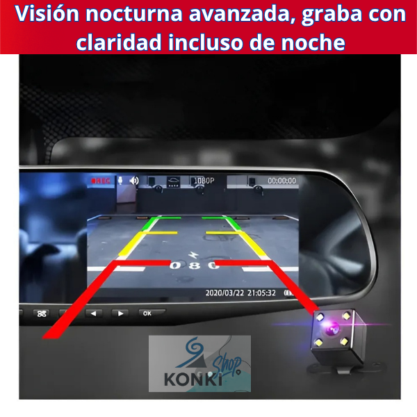 Vigilante 360° - Espejo retrovisor+cámara frontal y retro
