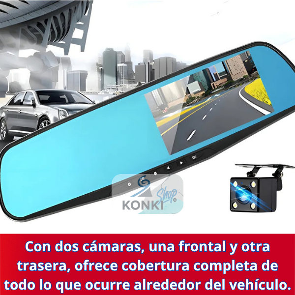 Vigilante 360° - Espejo retrovisor+cámara frontal y retro