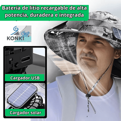 CoolShade™ - Sombrero  inteligente con ventilador solar COLOR UNICO BEIGE