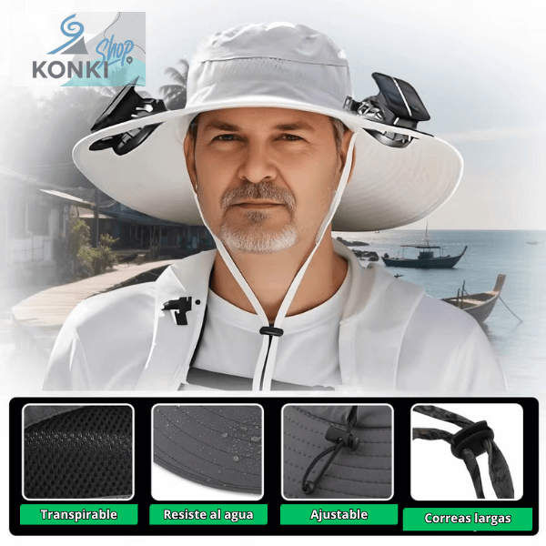 CoolShade™ - Sombrero  inteligente con ventilador solar COLOR UNICO BEIGE